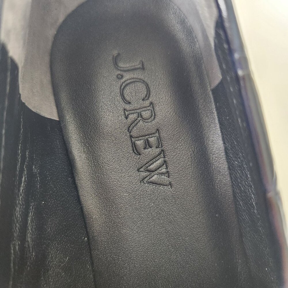 J.Crew Maison Navy Blue Crocodile-Embossed Italian Leather Loafers Work Classy - Picture 9 of 11